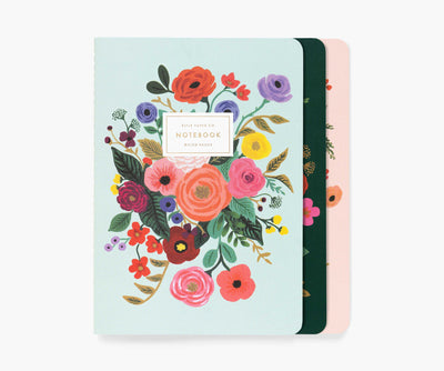 Set of 3 notebooks with floral illustration