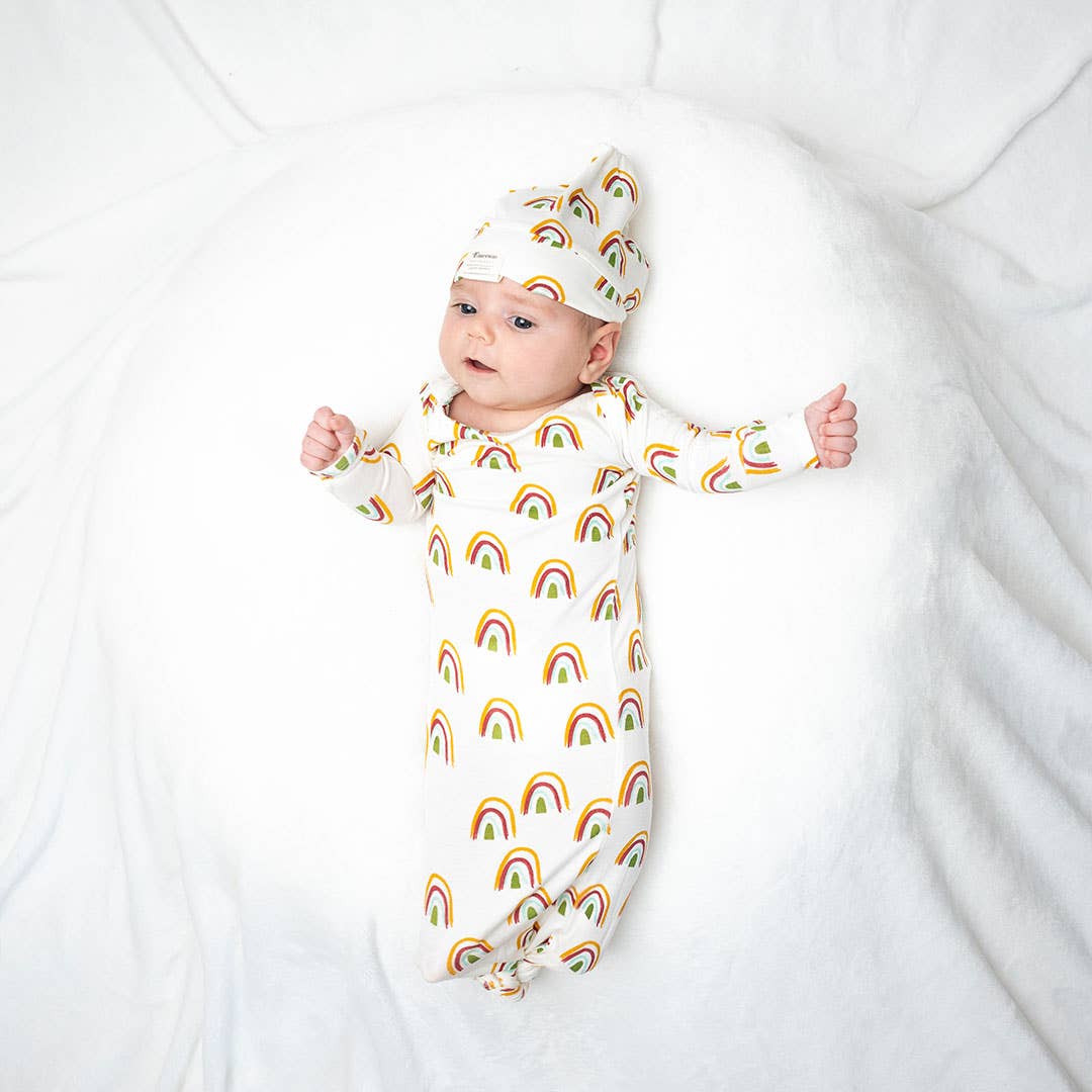 Emerson and Friends Rainbow Baby Bamboo Knotted Baby Gown