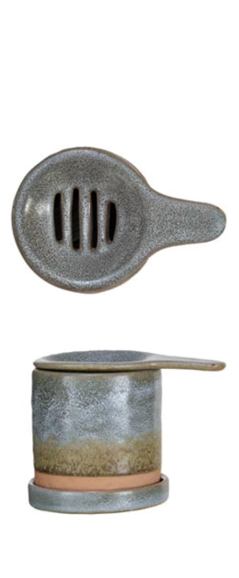 Creative Co-Op Stoneware Coffee Filter with Cup and Saucer - Thumbnail 2