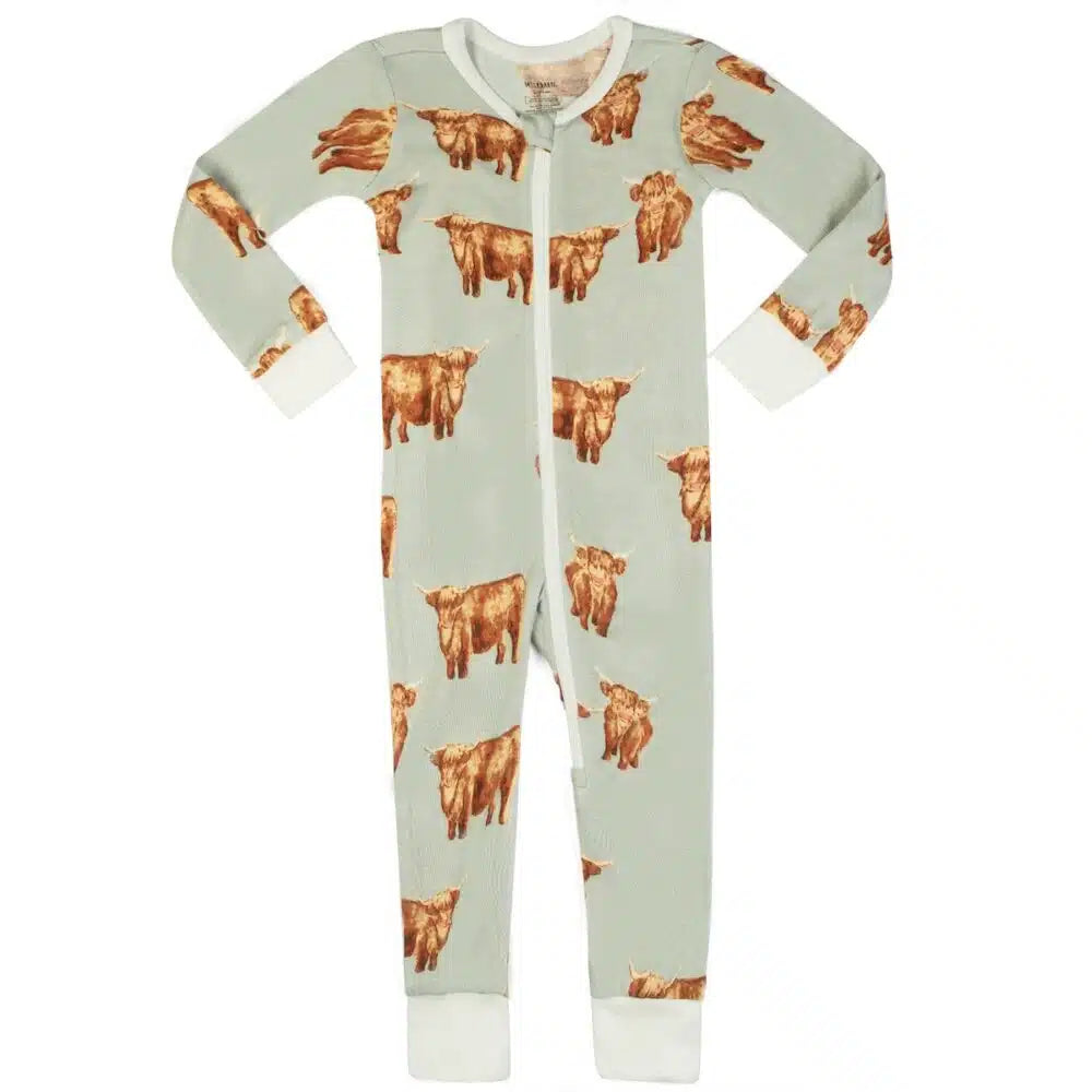 Highland Cow Bamboo Long Sleeve One Piece | 6-12m