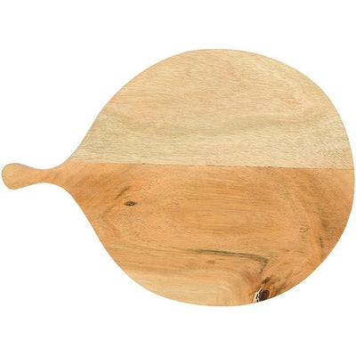 Round wood cutting board with handle